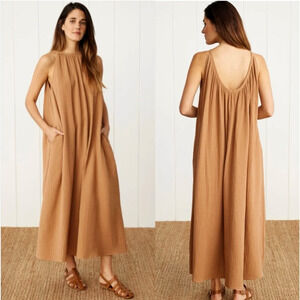 Jenni Kayne S Maxi Drift Dress 100% Cotton Waffle Woven Gauze Terracotta $295